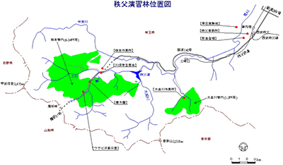 秩父演習林位置図